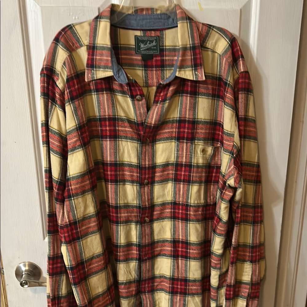 Red and Yellow Plaid Button-Up Shirt